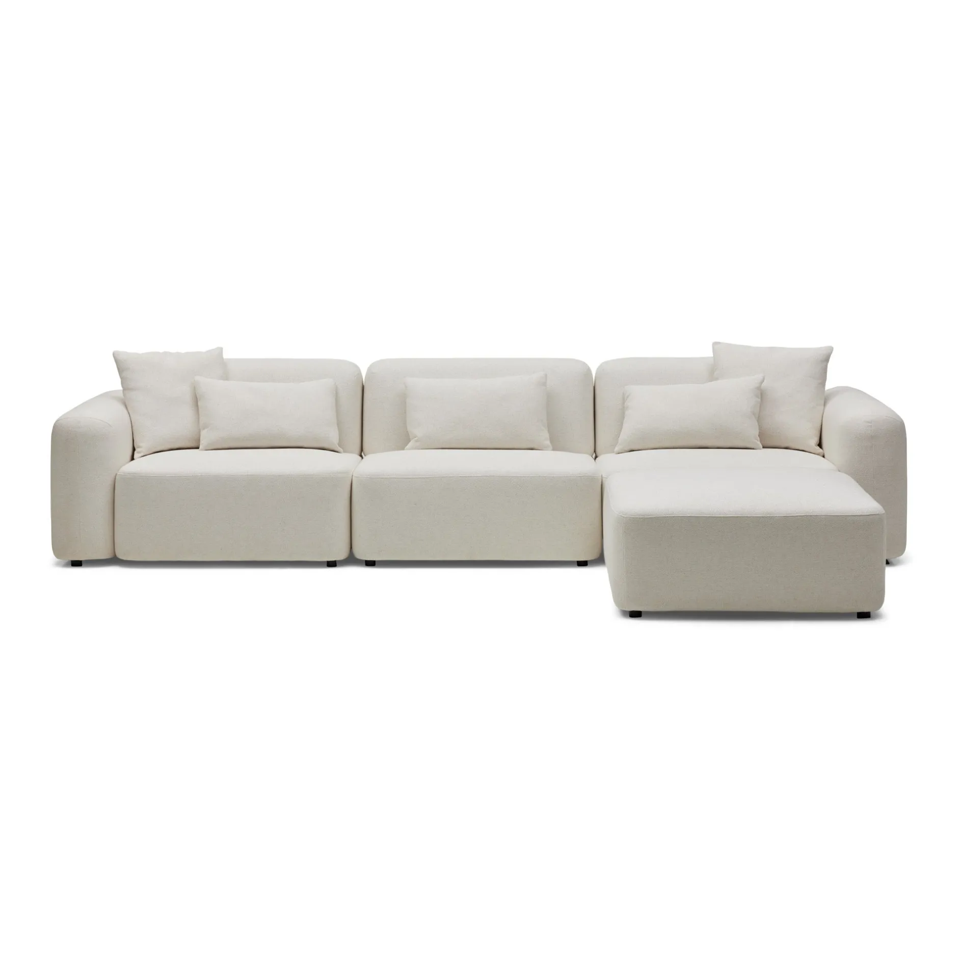 Online Horgans Pascal Modular Sofa 3 Seat with Ottoman Ivory White