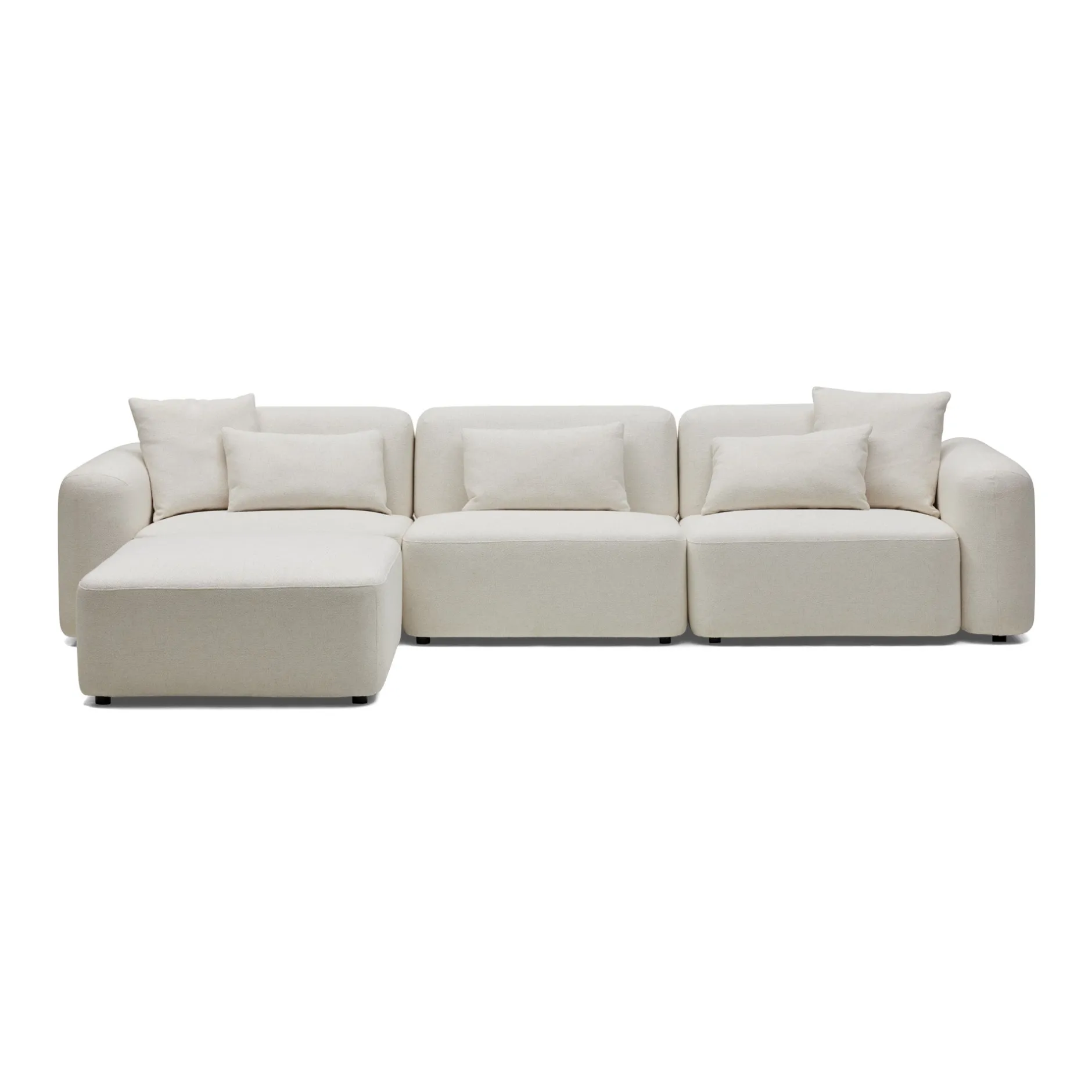 Online Horgans Pascal Modular Sofa 3 Seat with Ottoman Ivory White