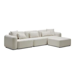 Online Horgans Pascal Modular Sofa 3 Seat with Ottoman Ivory White