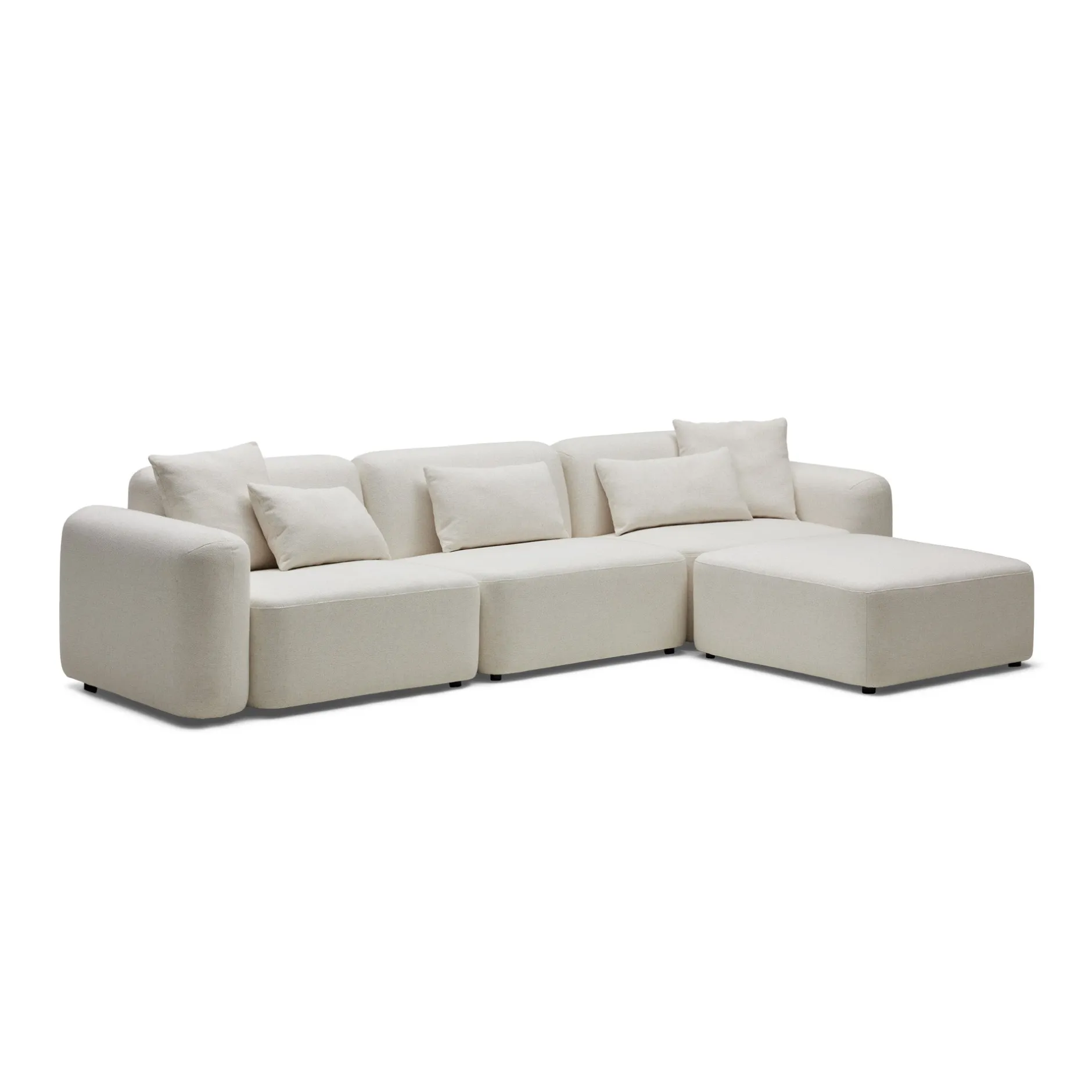 Online Horgans Pascal Modular Sofa 3 Seat with Ottoman Ivory White