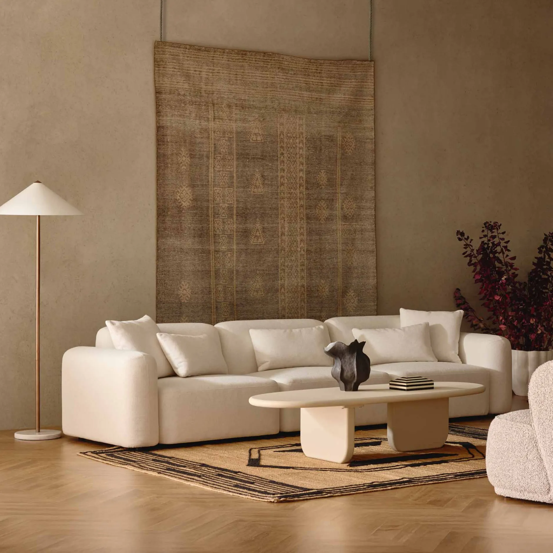 New Horgans Pascal Modular Sofa 3 Seat Ivory White