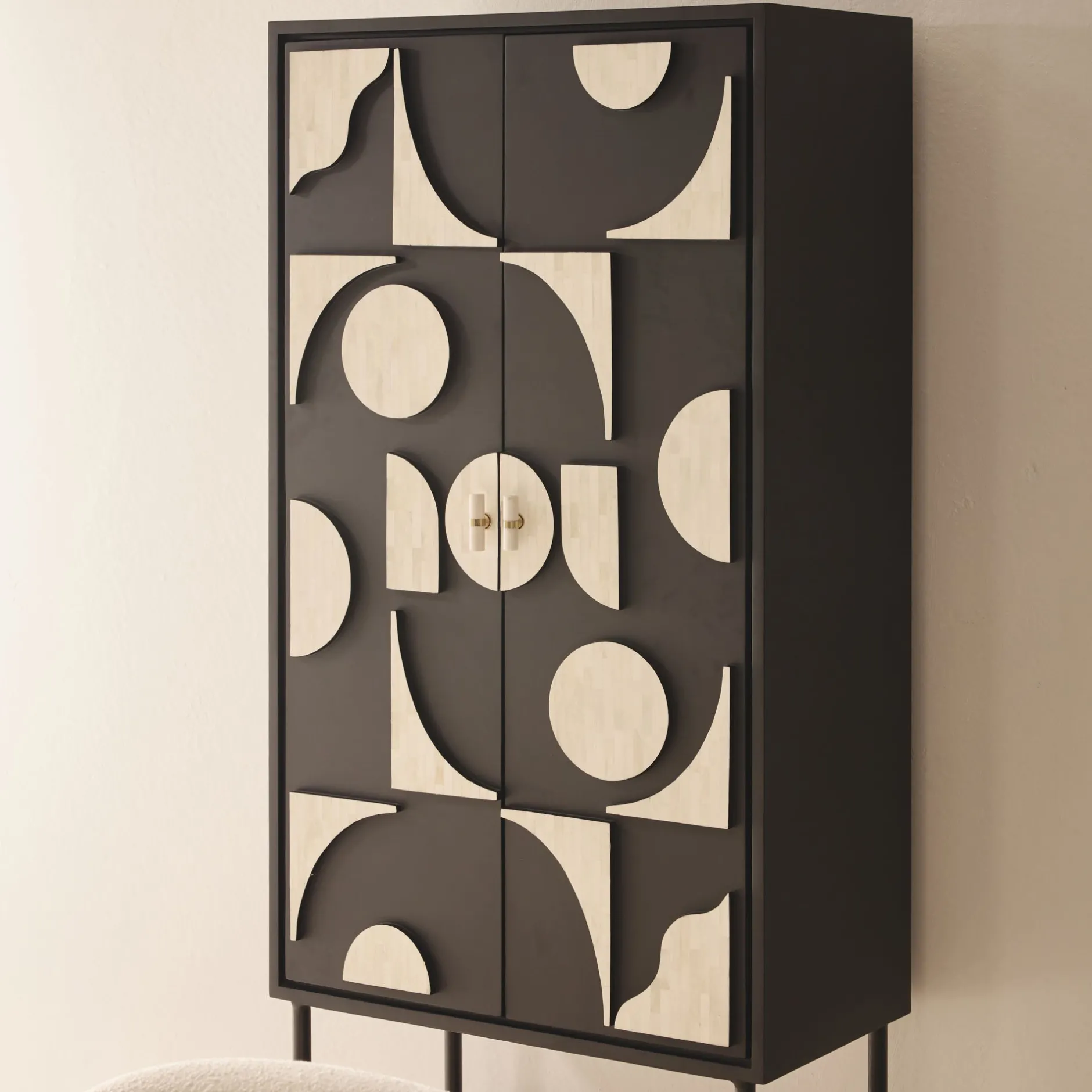 New Horgans Rives Bone Inlay Cabinet Black
