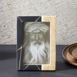 Online Horgans Takani Photo Frame 4 x 6 Bone, Black & Gold