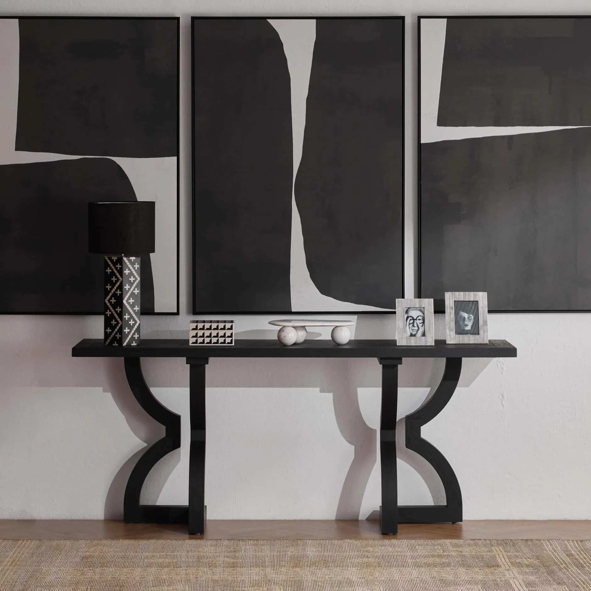 Fashion Horgans Theodore Console Satin Black Satin Black Oak