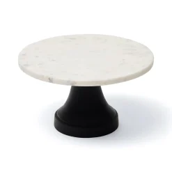New Horgans Tura Cake Stand Marble Small Black & White