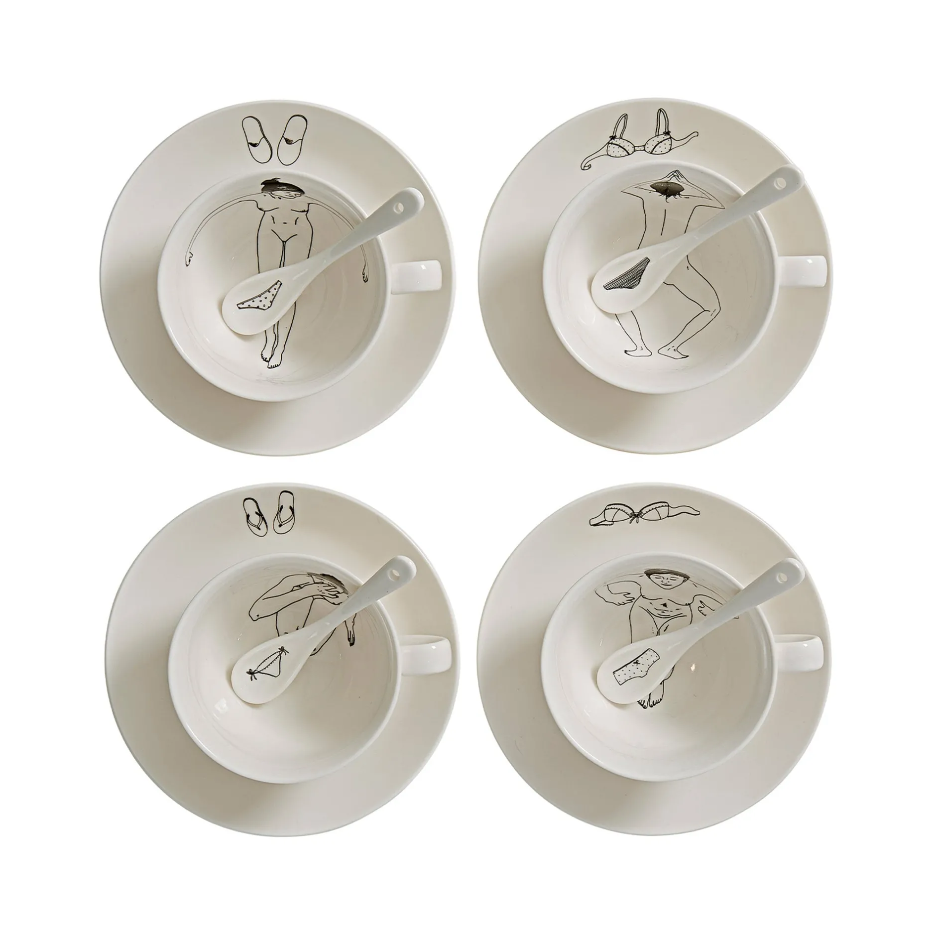 New Horgans Undressed Tea Set White & Black