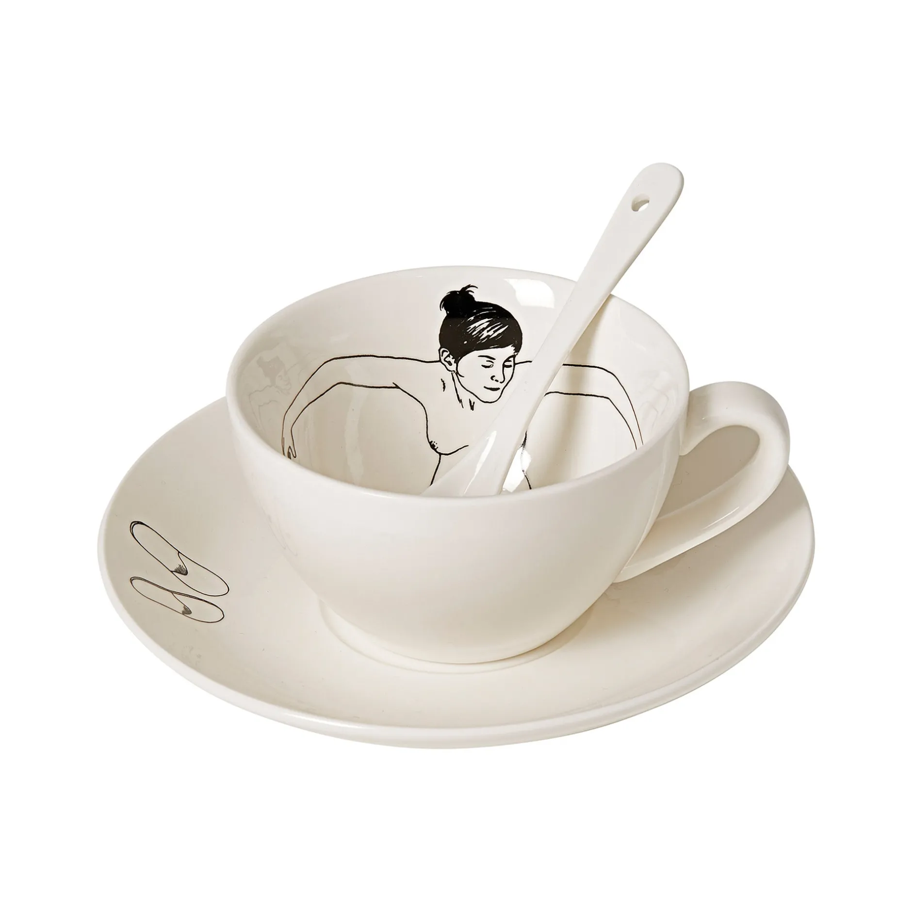 New Horgans Undressed Tea Set White & Black