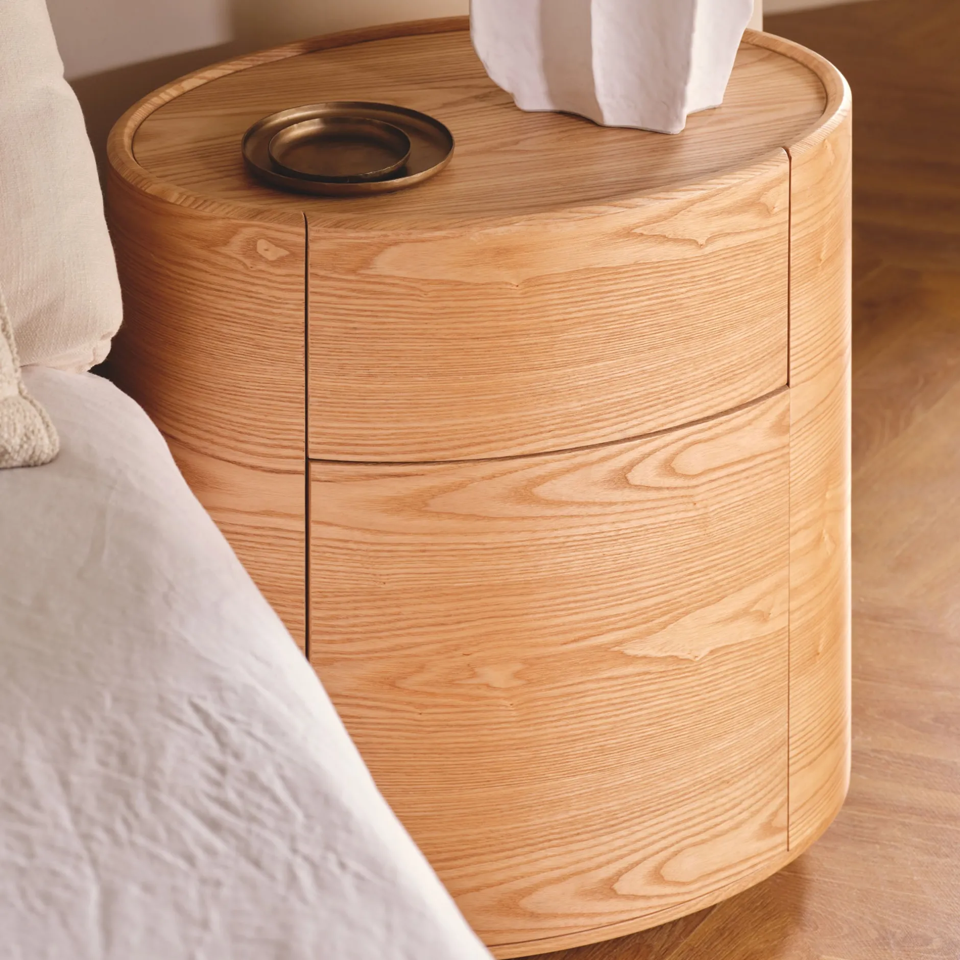 Fashion Horgans Veda Oval Bedside Ash Natural