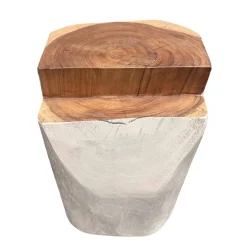 Outlet Horgans White Timber Side Table Large Sample White & Natural