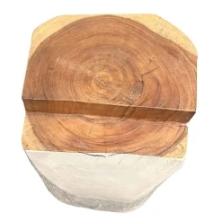 Outlet Horgans White Timber Side Table Large Sample White & Natural