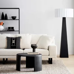 Discount Horgans Yuji Parchment Shade Floor Lamp Black