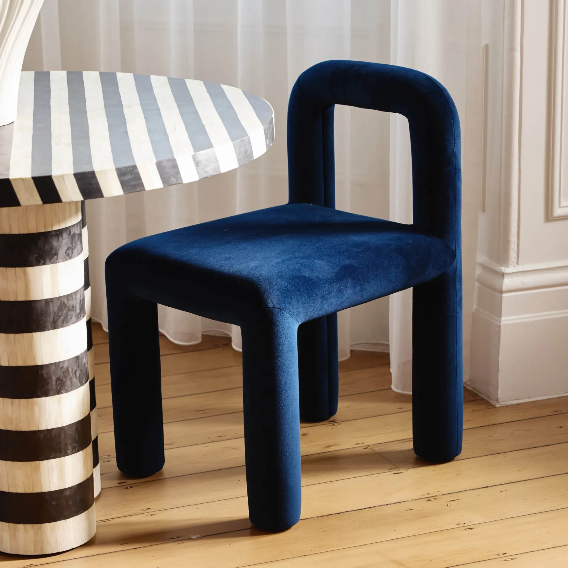 Sale Horgans Zara Dining Chair Navy Navy Velvet