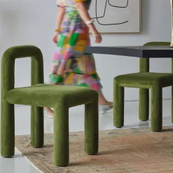 New Horgans Zara Dining Chair Olive Olive Velvet