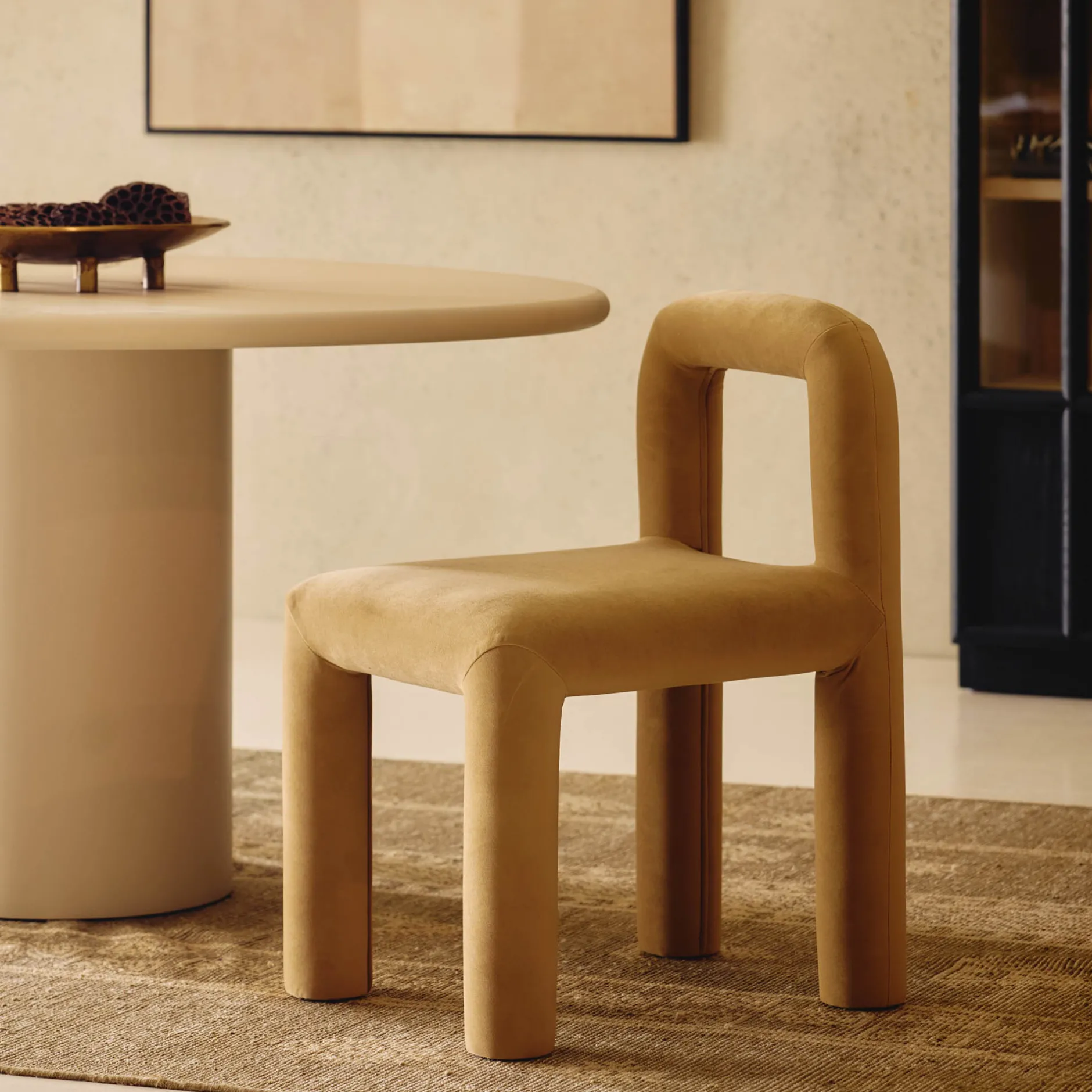 Hot Horgans Zara Dining Chair Sand Sand Velvet